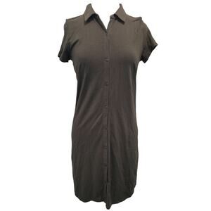 J Jill Pima Cotton Shirt Dress Olive Green Soft Stretch S Minimalist Comfort